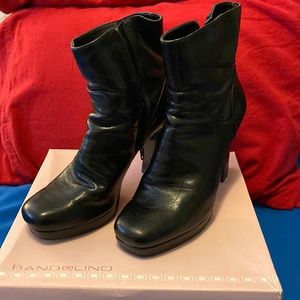 Black patten platform boots